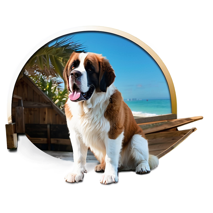 Saint Bernard At The Beach Png 06252024