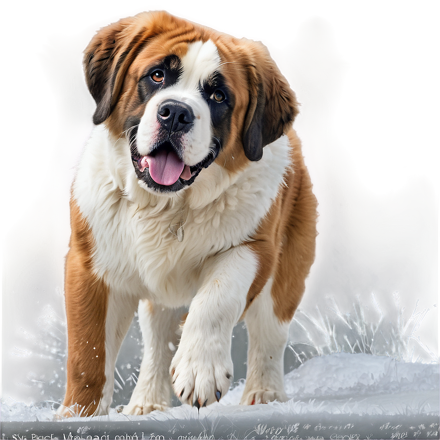 Saint Bernard In Snow Scene Png Ppo76