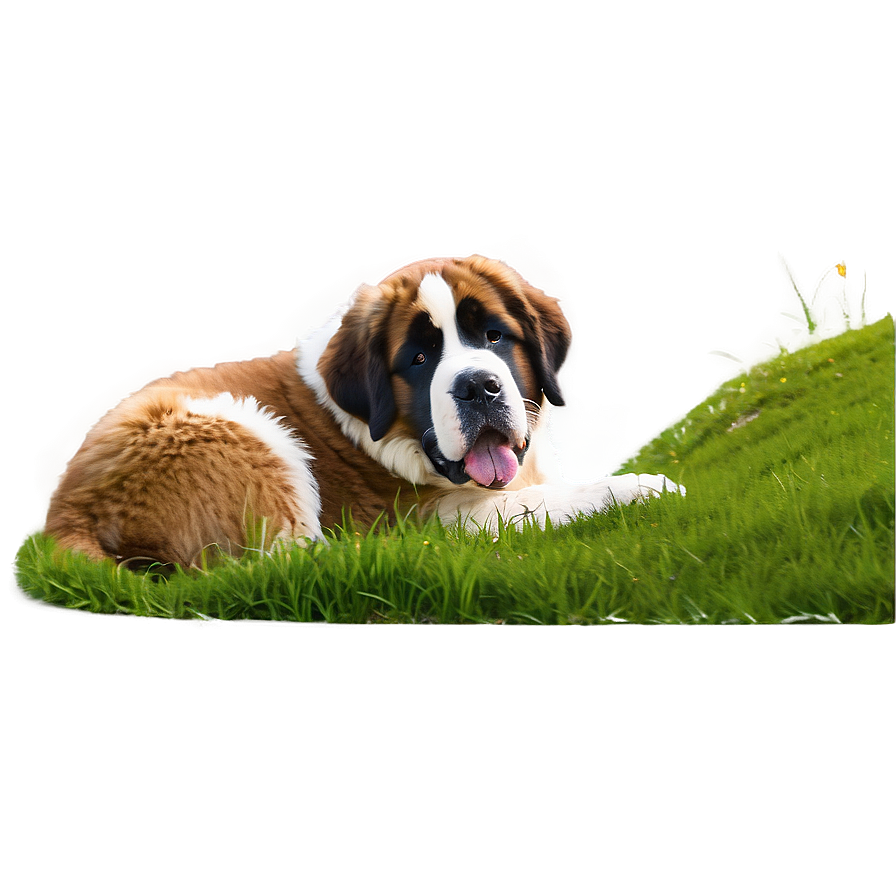 Saint Bernard Lying In Grass Png 06252024