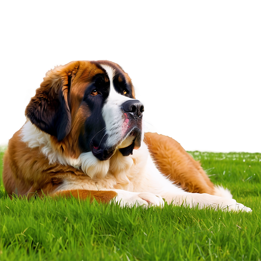 Saint Bernard Lying In Grass Png 40