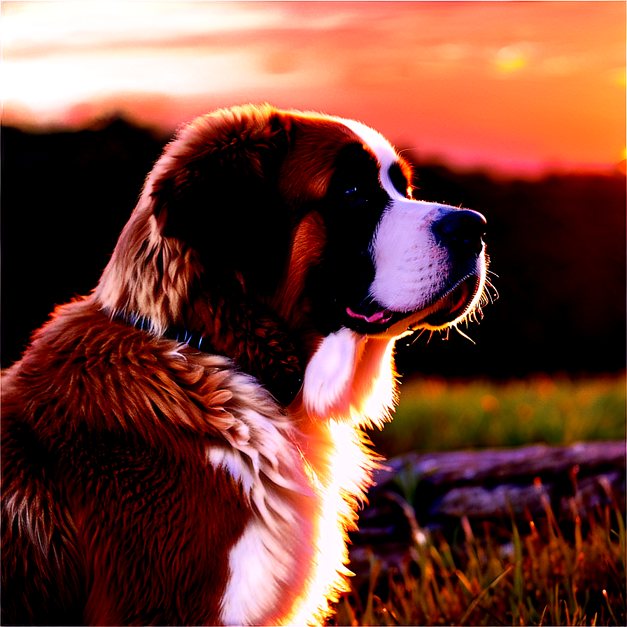 Saint Bernard Watching Sunset Png 06252024