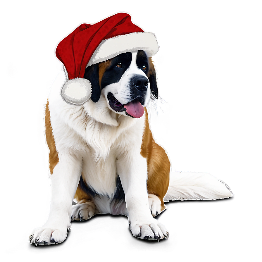 Saint Bernard With Santa Hat Png 38