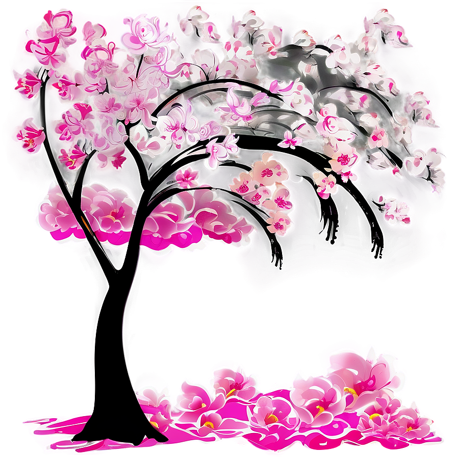 Sakura Tree In Abstract Art Png Ull