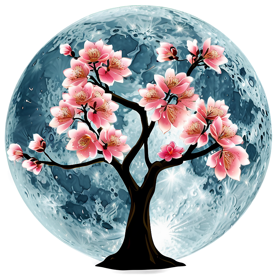 Sakura Tree In Full Moon Png Atg51