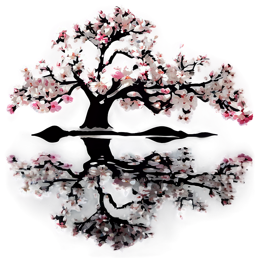 Sakura Tree Reflection In Water Png 24