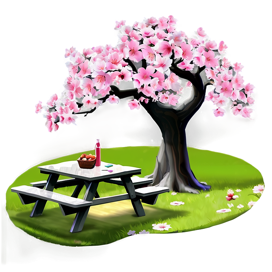 Sakura Tree With Picnic Scene Png 58