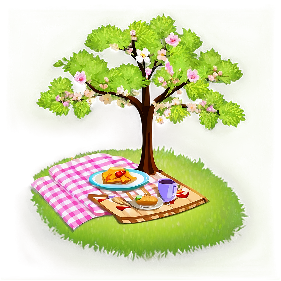 Sakura Tree With Picnic Scene Png Bjy82