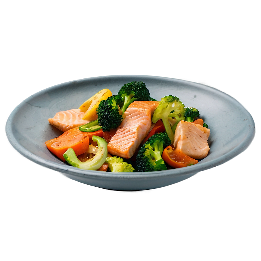 Salmon Vegetable Stir-fry Png Oov33