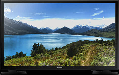 Samsung L E D T V Displaying Mountain Landscape
