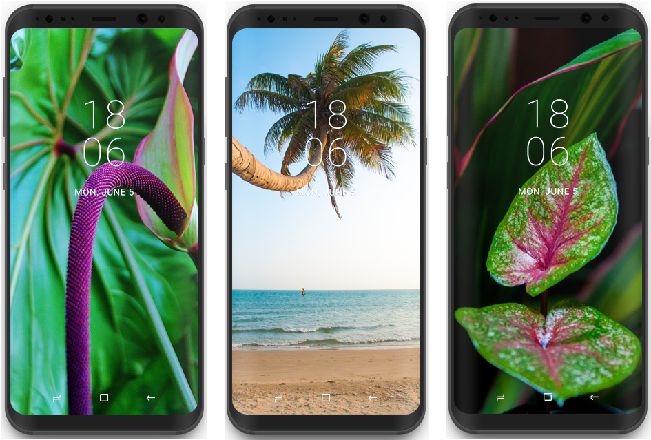 Samsung Phones Displaying Nature Wallpapers