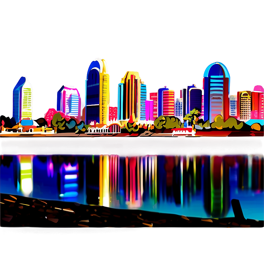 San Diego Cityscape Night Png Msl7