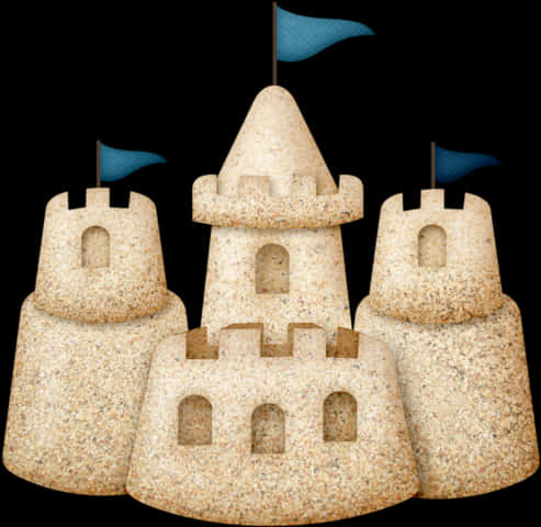 Sand Castle Triowith Blue Flags