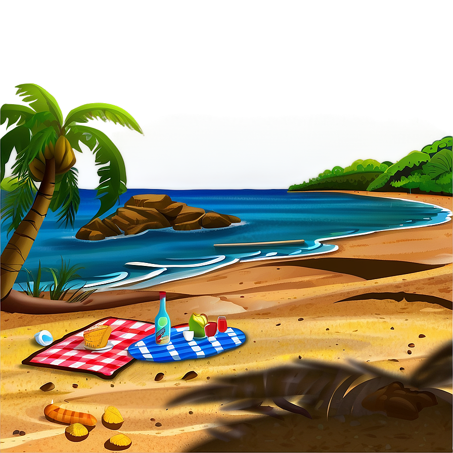 Sandy Beach Picnic Scene Png 74