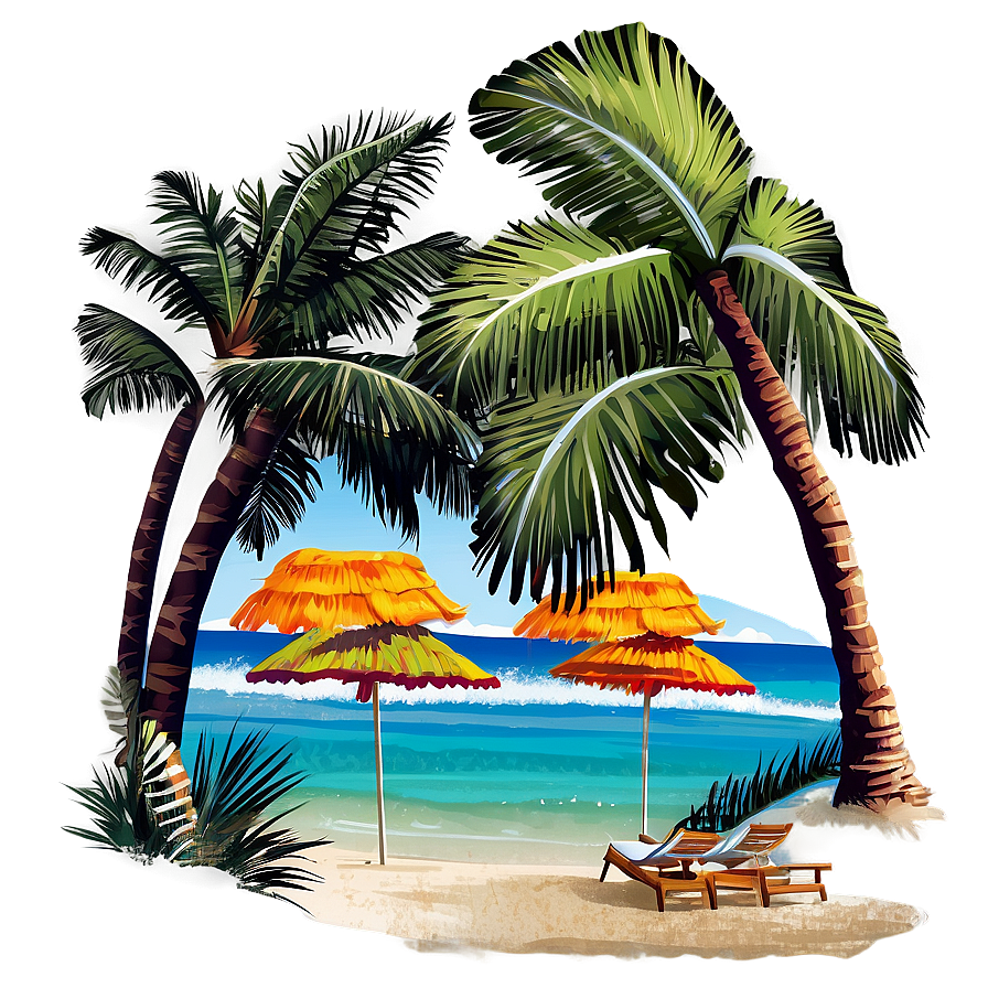 Sandy Beach Sun Loungers Png Dst