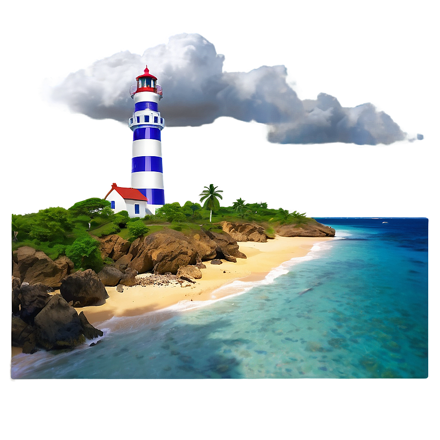 Sandy Coastline With Lighthouse Png 34