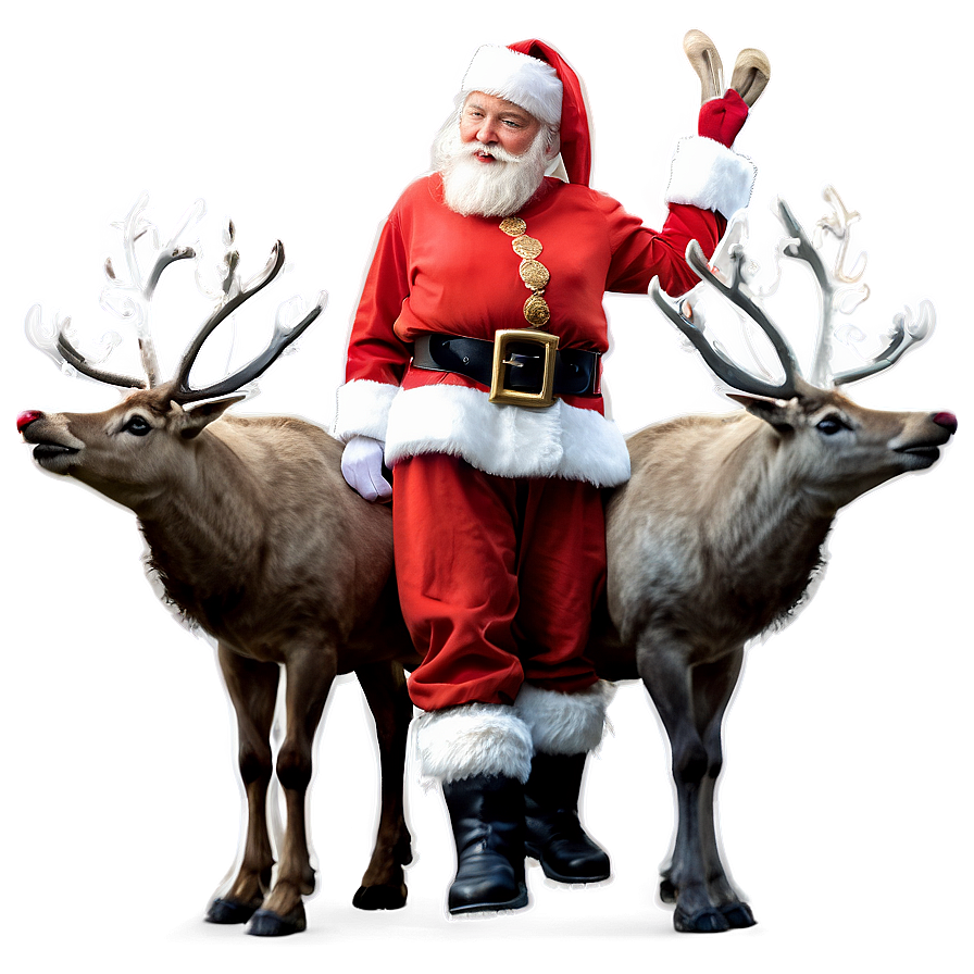 Santa And Reindeer Png 9