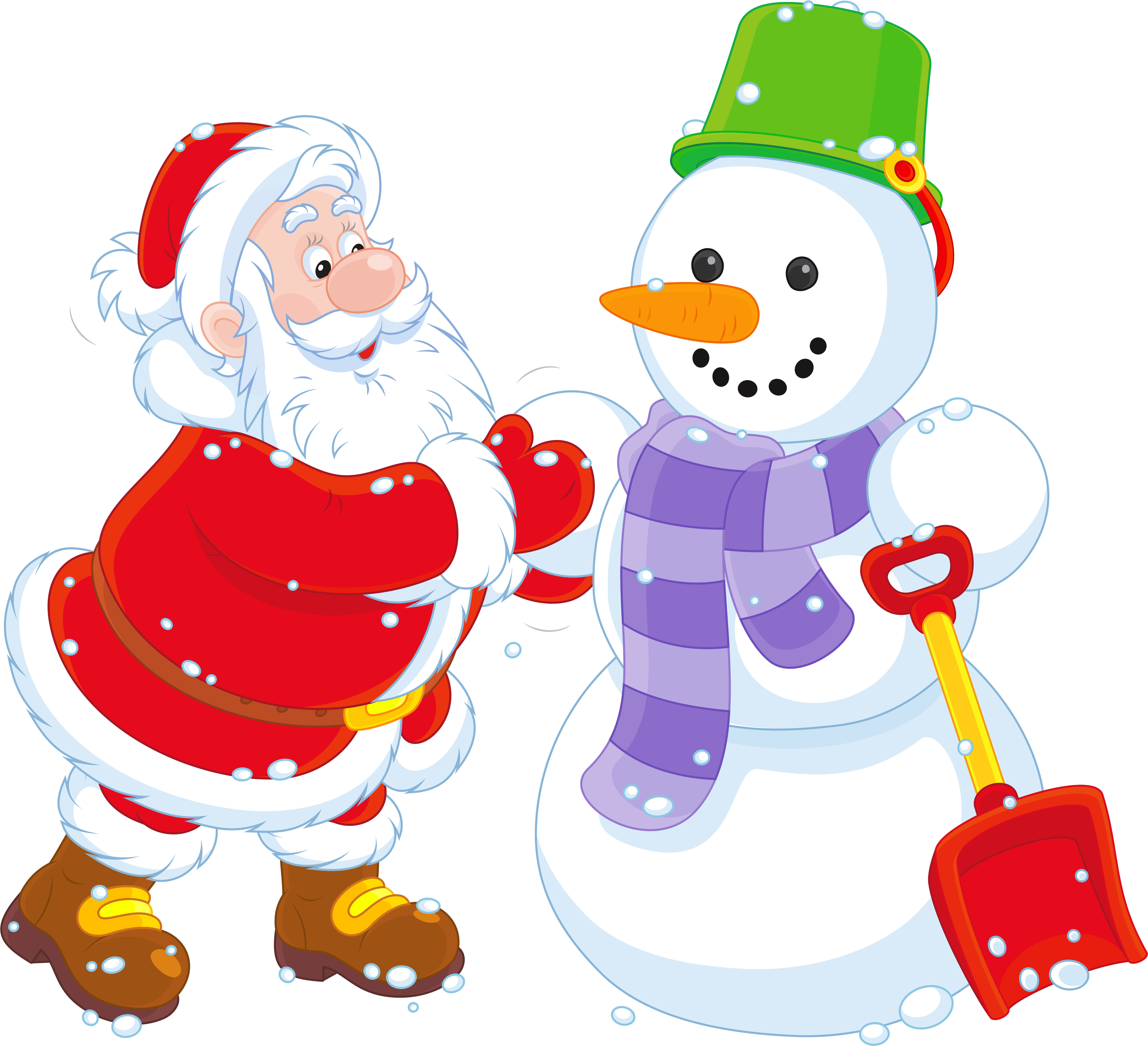 Santa_ Building_ Snowman_ Clipart.png