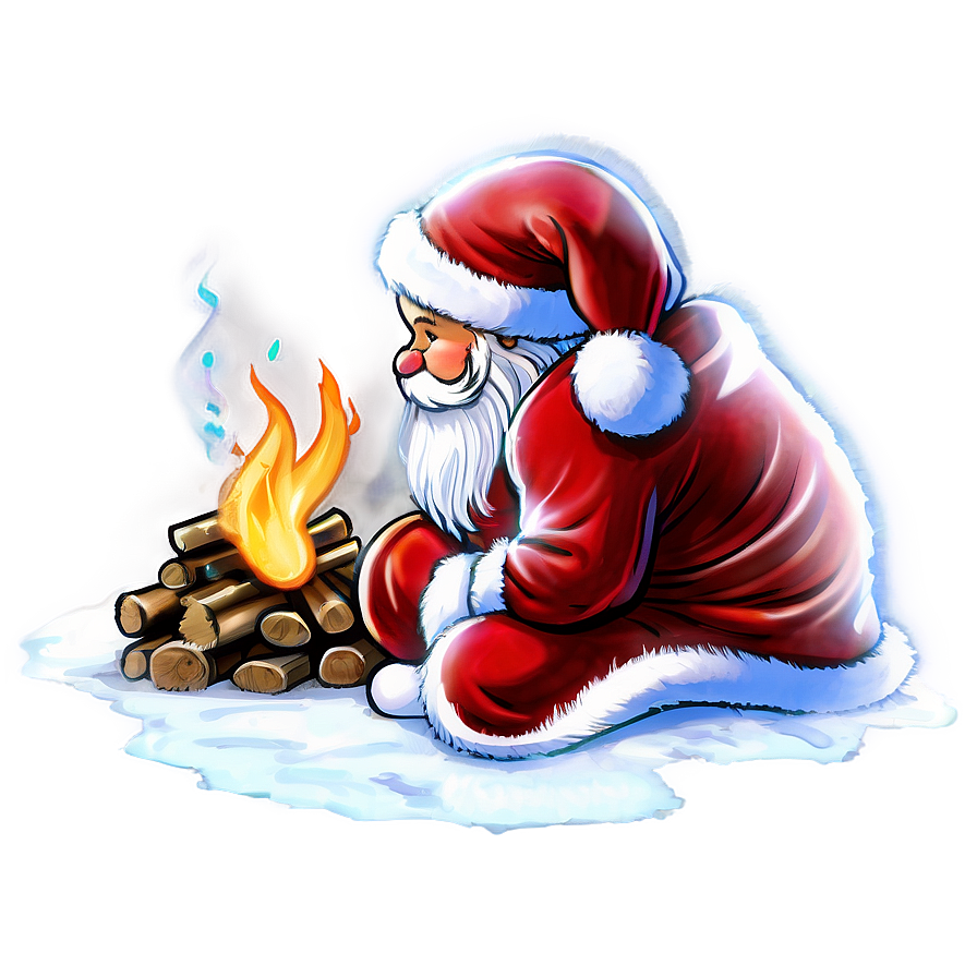 Santa Claus And Fireplace Png 05212024