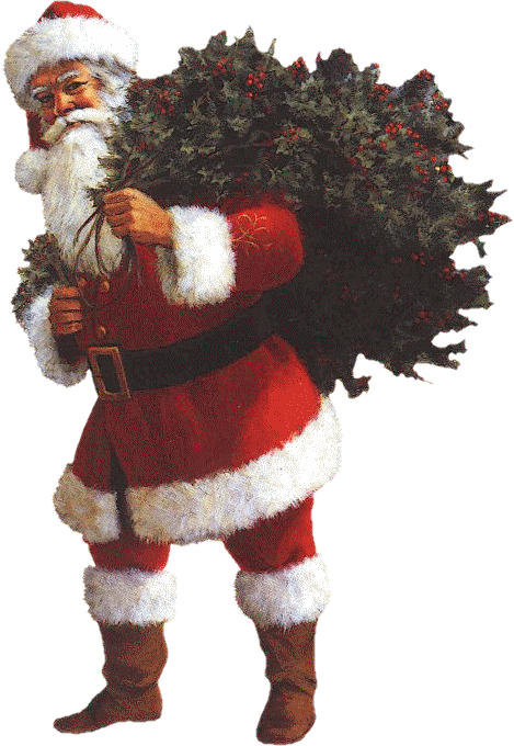 Santa Claus Carrying Christmas Tree