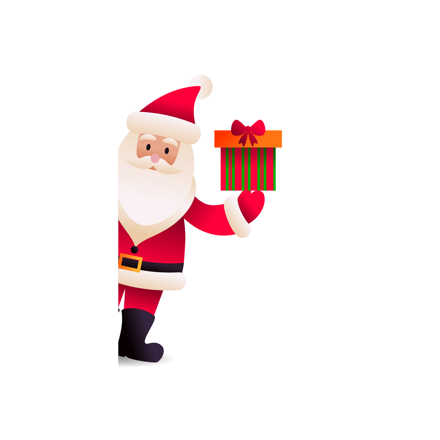 Santa Claus Holding Gift Happy New Year