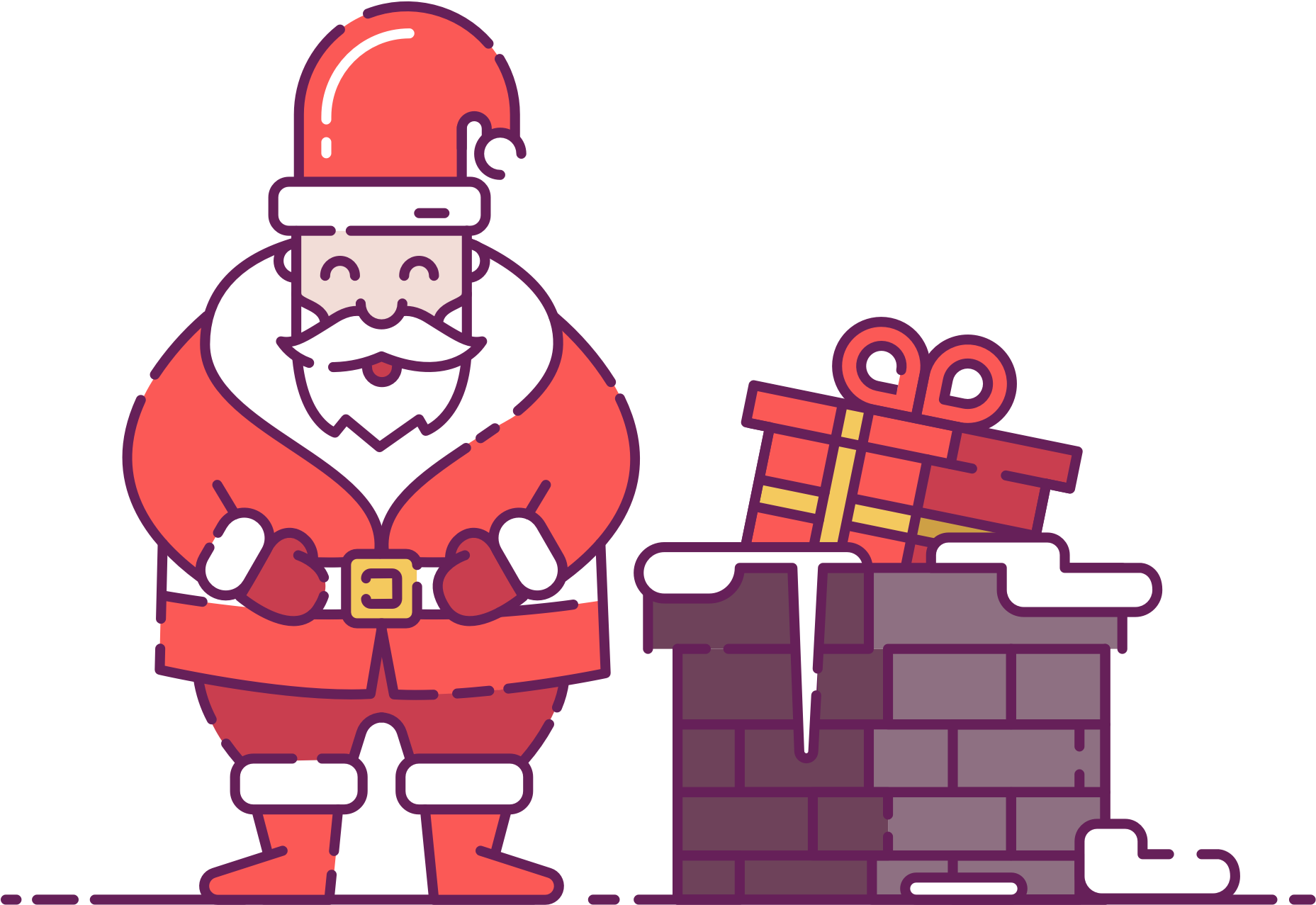 Santa Claus Near Chimney Christmas Clipart