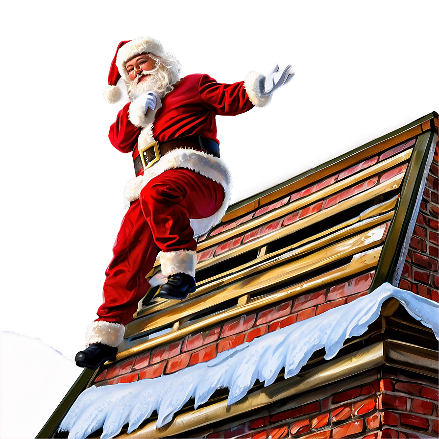 Santa Claus On Roof Png Xsy