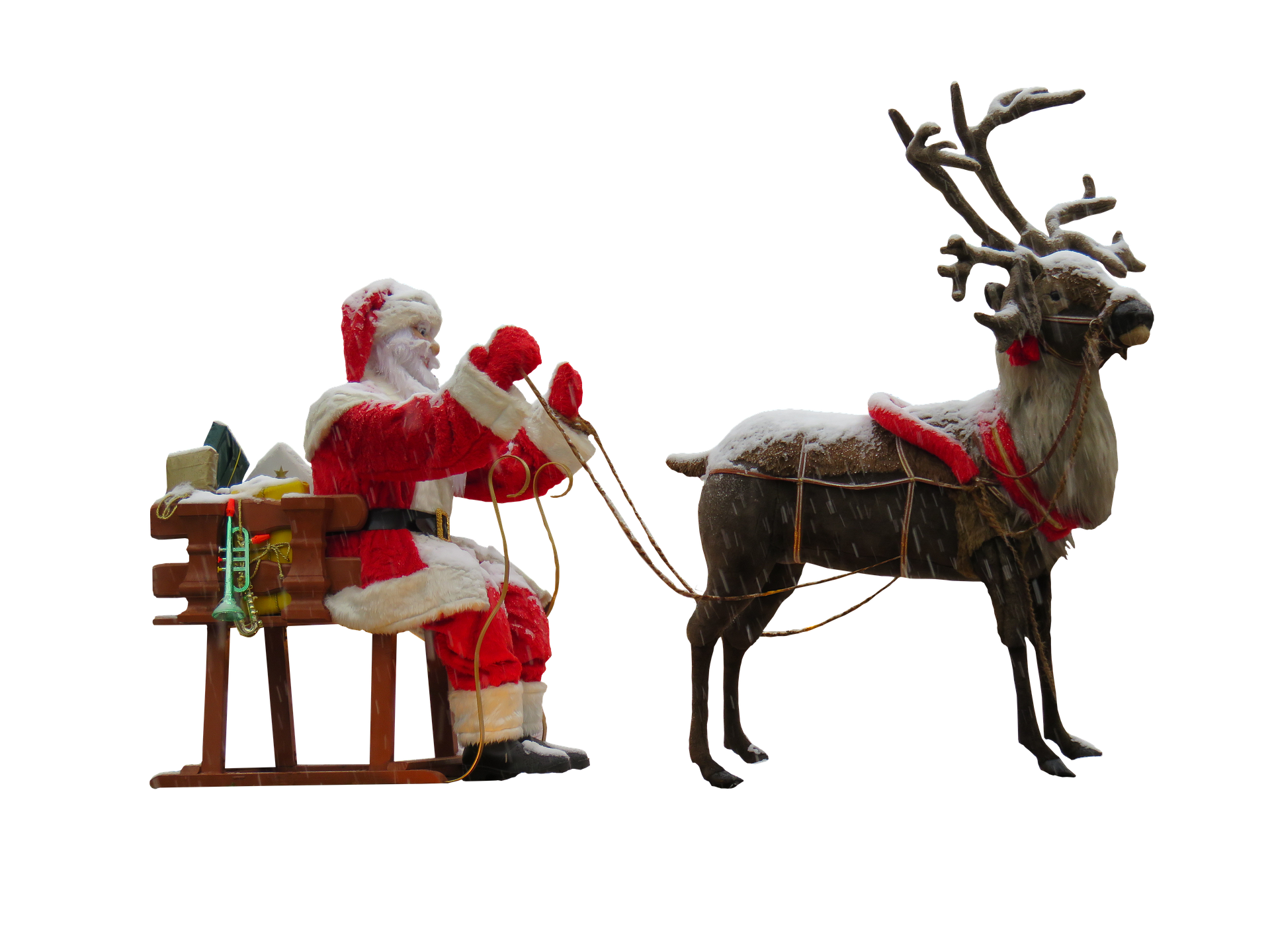 Santa Claus Reindeer Sleigh Christmas Scene