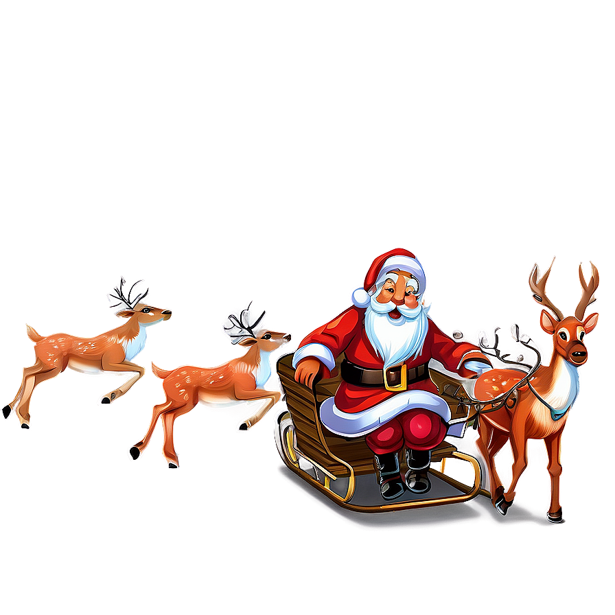 Santa Claus With Reindeer Png Fqg