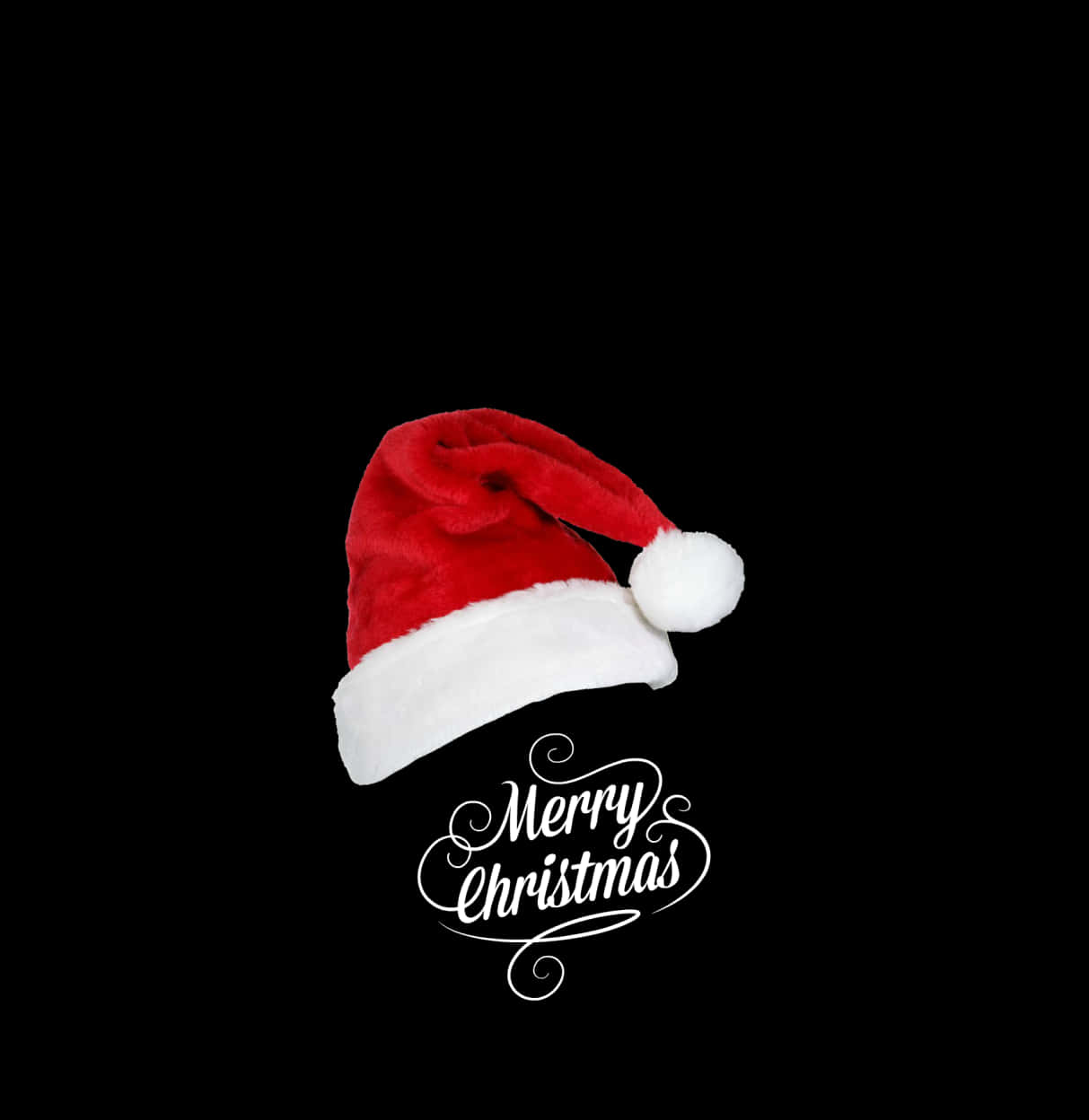 Santa Hat Merry Christmas Black Background