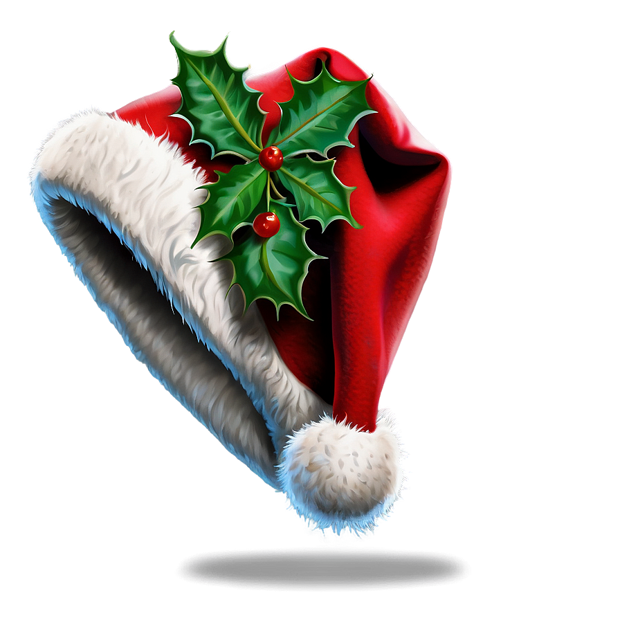 Santa Hat With Holly Png Fhh