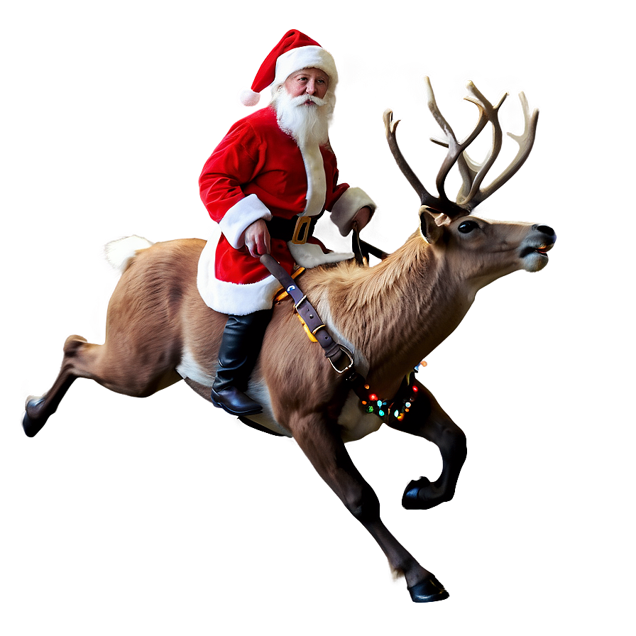 Santa Riding Reindeer Png 87