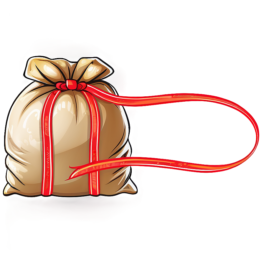 Santa Sack With Ribbon Png 1