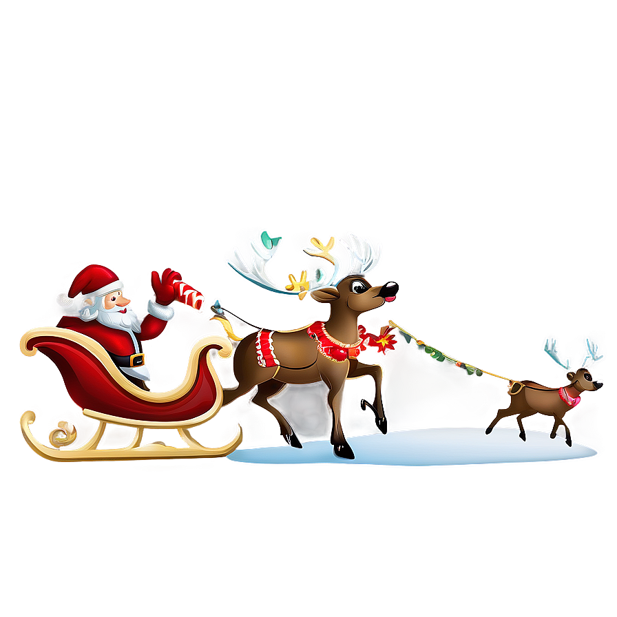 Santa Sleigh And Reindeer D