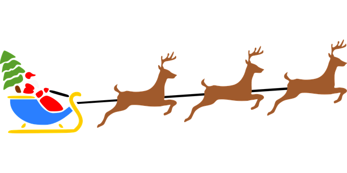 Santa Sleigh Reindeer Silhouette