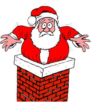 Santa Stuckin Chimney Illustration