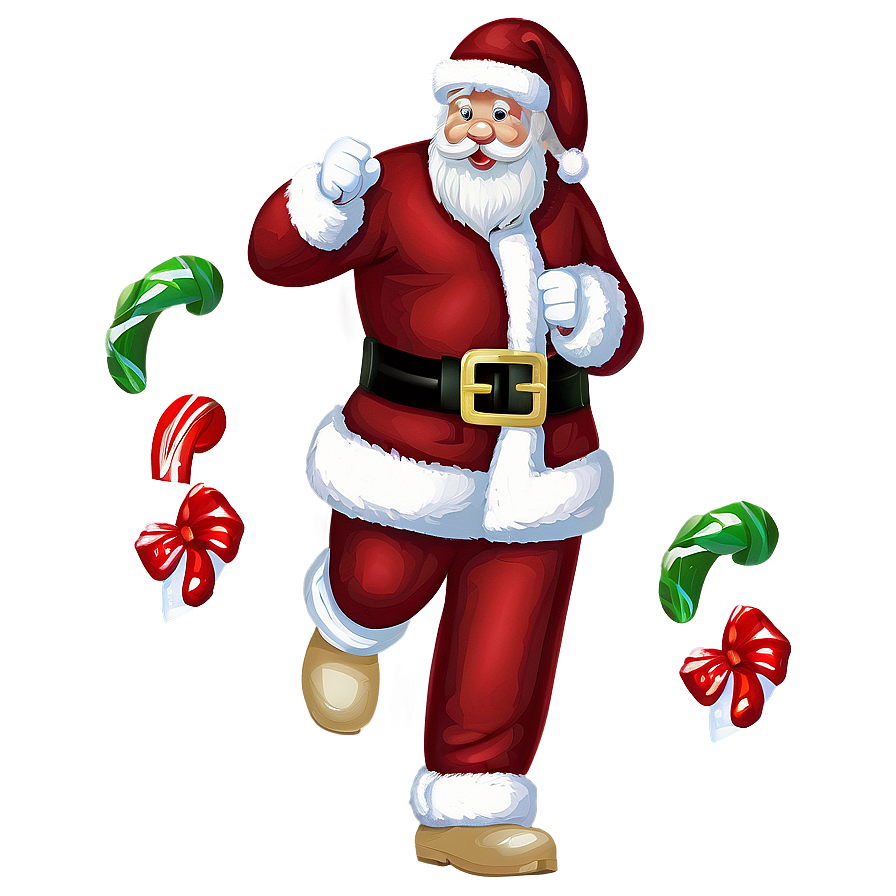 Santa With Candy Cane Cartoon Png 06282024