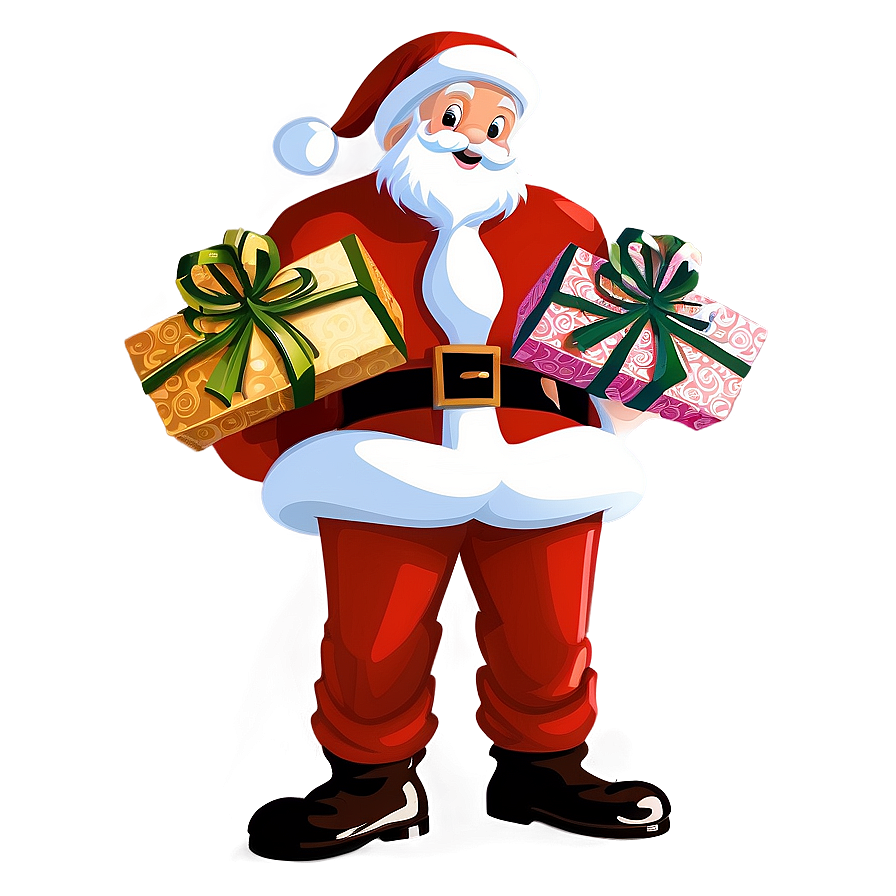 Santa With Gifts Cartoon Png 19