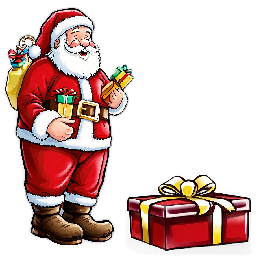 Santa With Gifts Outline Png 06292024