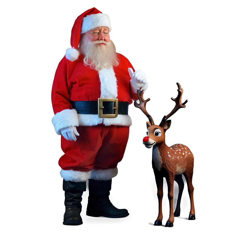 Santa With Rudolph Png 05042024