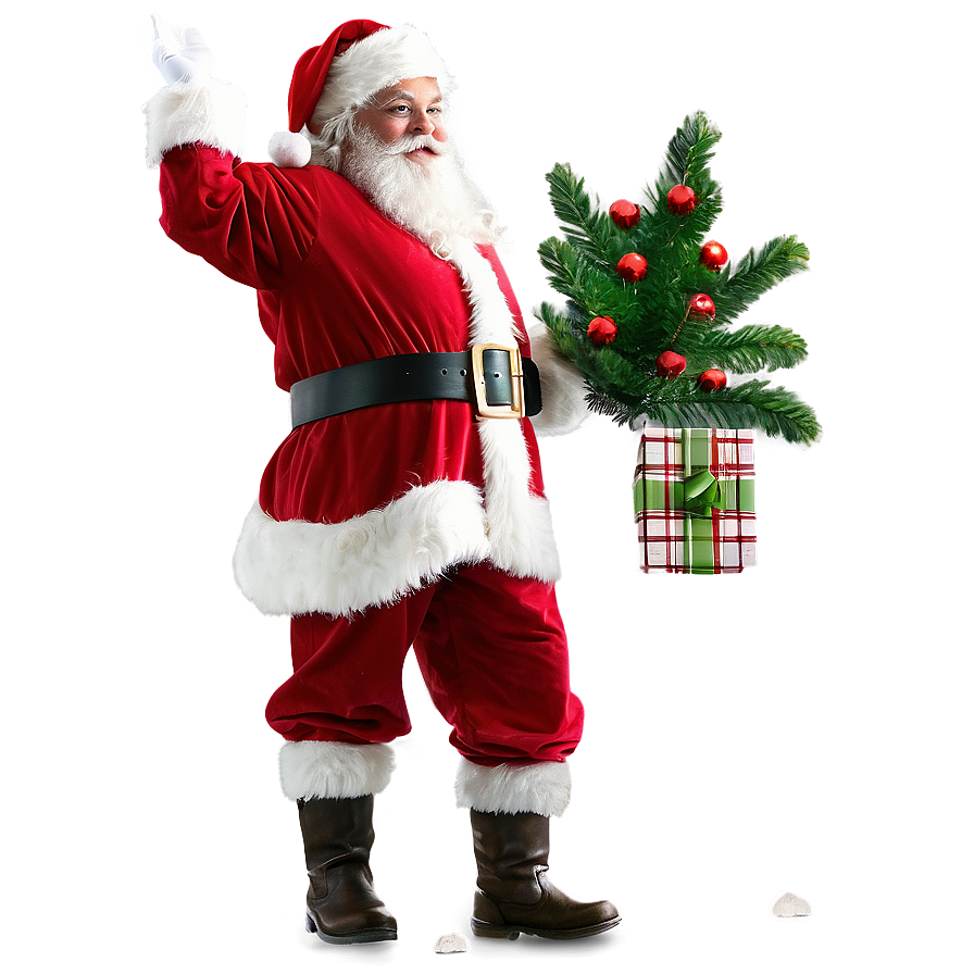 Santa With Tree Png 05042024