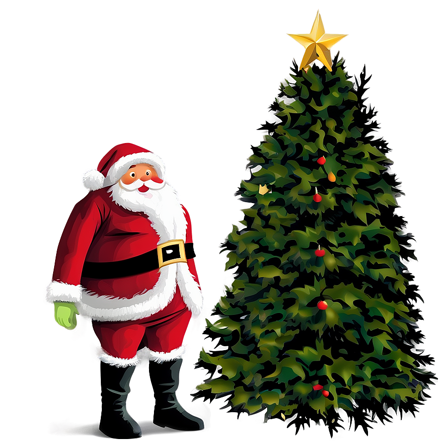 Santa With Tree Png Xxr15