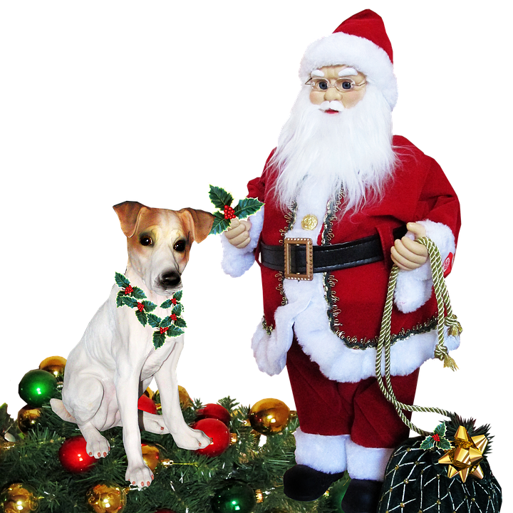 Santaand Dogwith Christmas Decorations