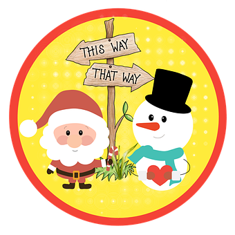 Santaand Snowman Direction Sign