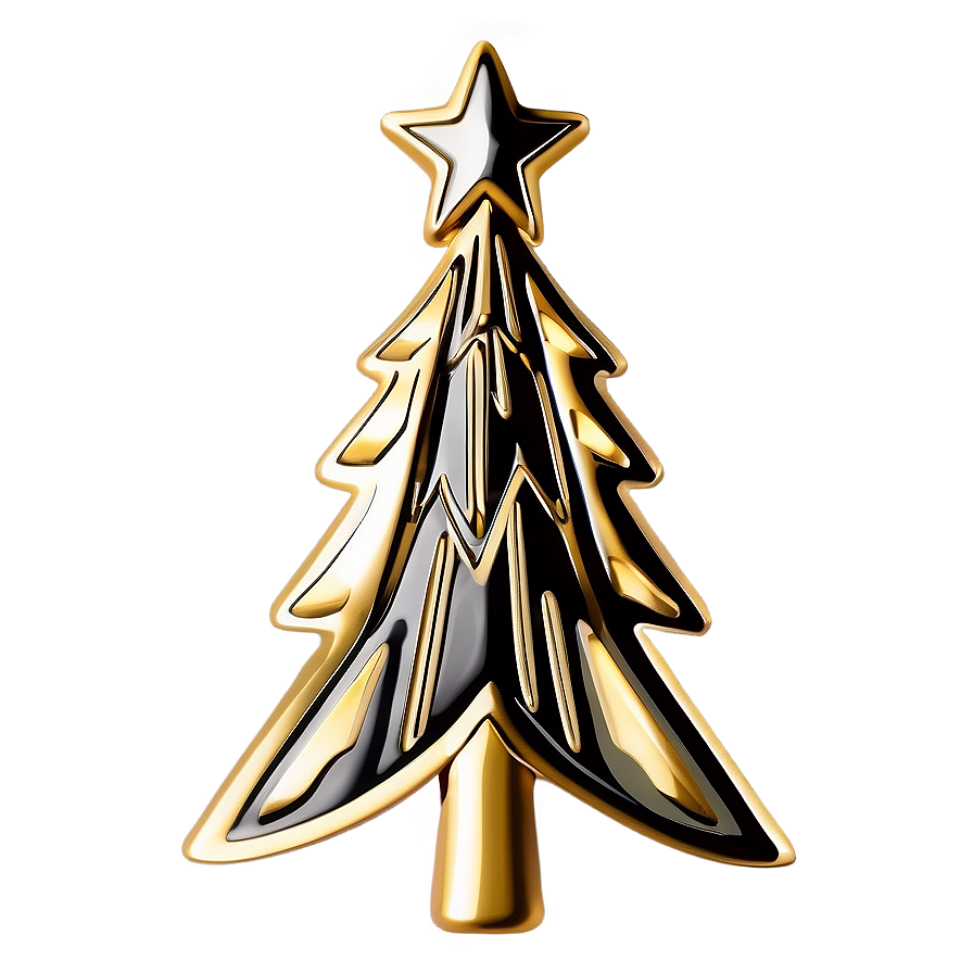 Scandinavian Gold Christmas Tree Design Png 85