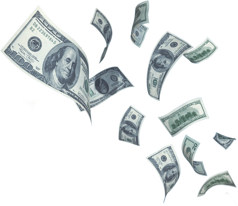 Scattered_ U S_ Dollars_ Flying_ Transparent_ Background