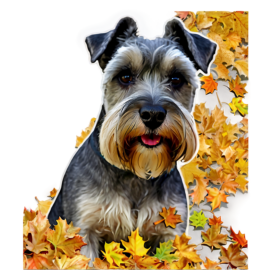 Schnauzer In Autumn Leaves Png 06262024