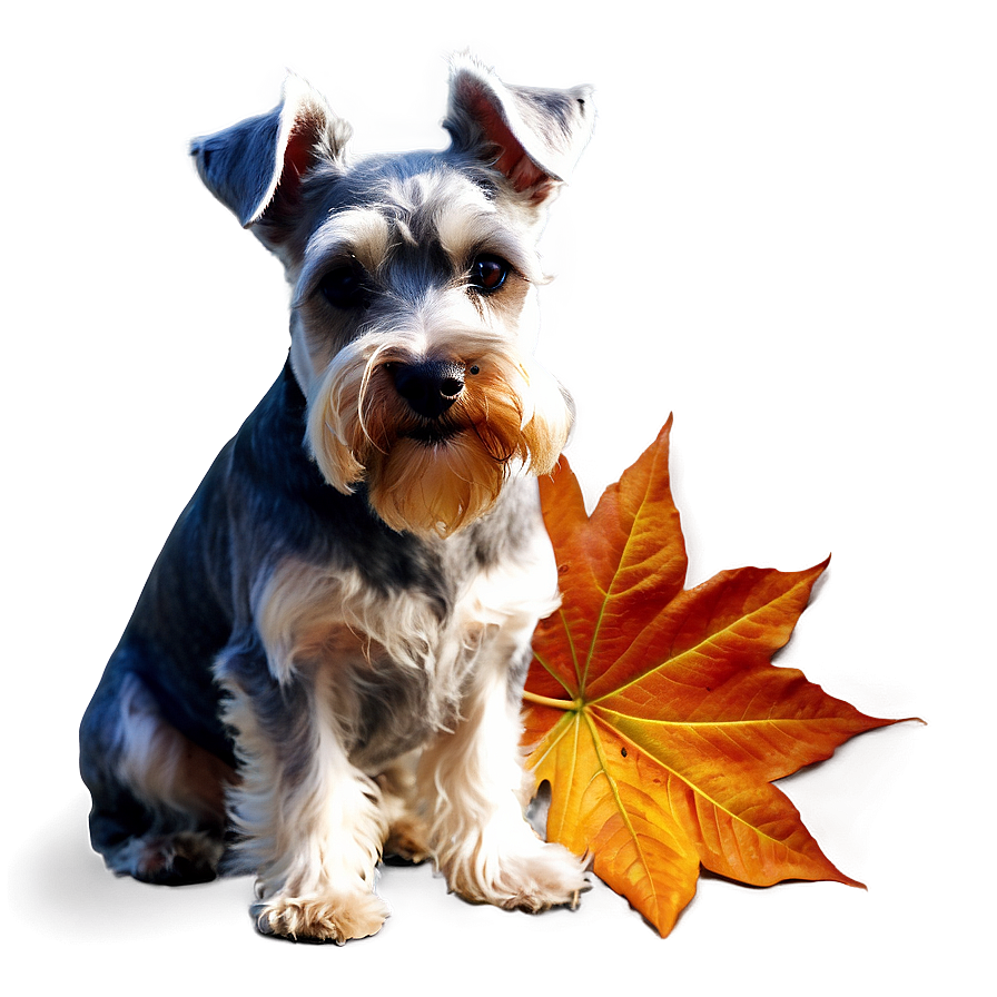 Schnauzer In Autumn Leaves Png 25