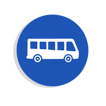 School Bus Icon Blue Background