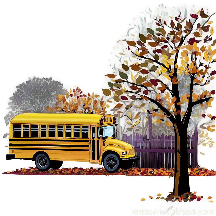 School Bus In Autumn Png Oxc84