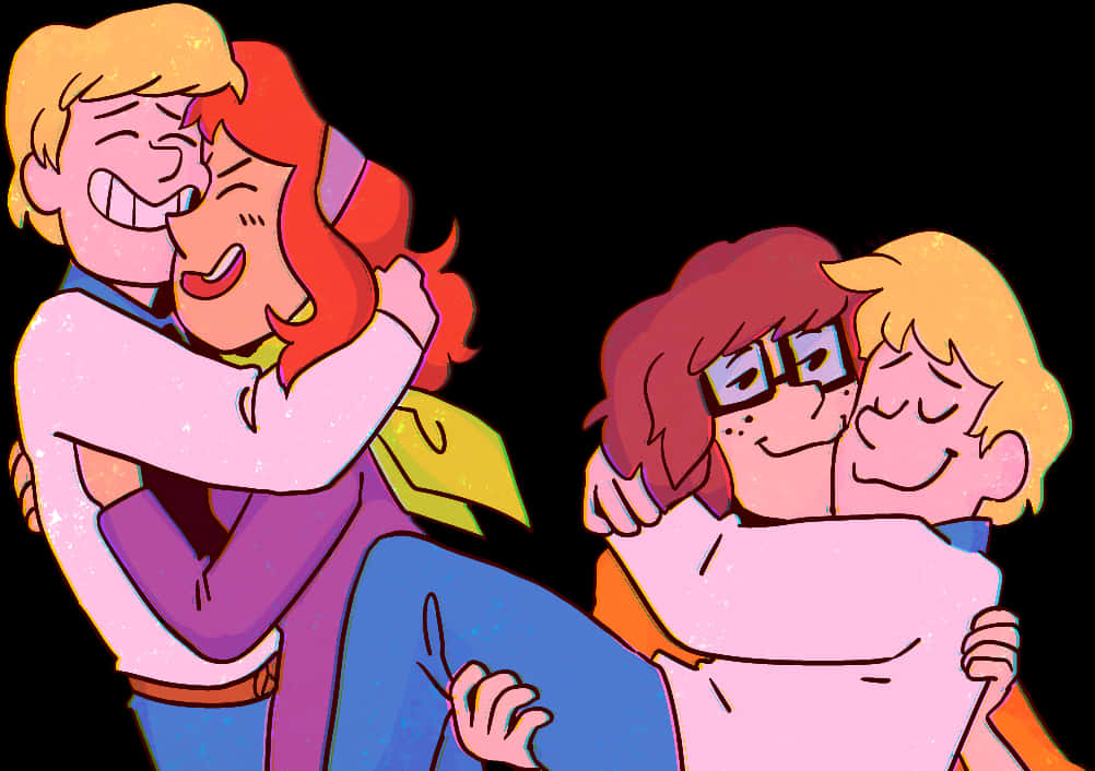 Scooby Doo Characters Embracing